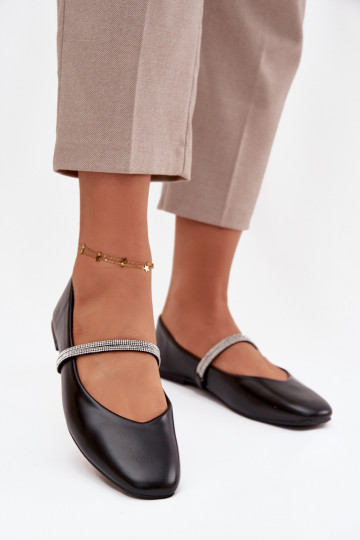 Ballerine FemminileBłyszczącymi Paskami colore nero Ilirene