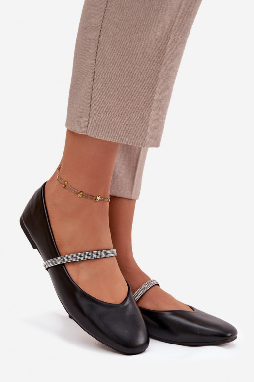 Ballerine FemminileBłyszczącymi Paskami colore nero Ilirene