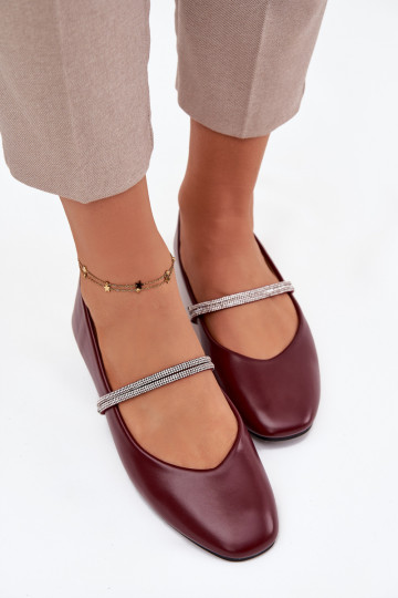 Ballerine da donna con nastri lucidi color bordeaux Ilirene