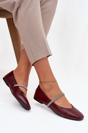 Ballerine da donna con nastri lucidi color bordeaux Ilirene 2