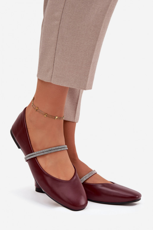 Ballerine FemminileBłyszczącymi Paskami Borgogna Ilirene