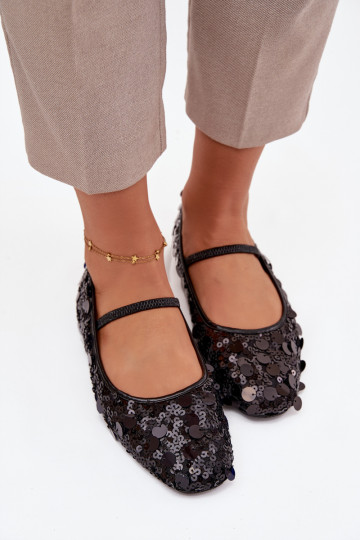 Ballerine decorate con paillettes nere Terlina