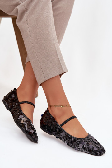 Ballerine decorate con paillettes nere Terlina 2