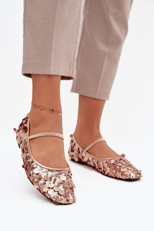 Ballerine Ozdobione Cekinami colore rosa Szampańskie Terlina