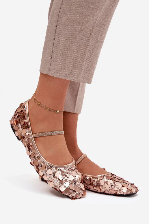 Ballerine Ozdobione Cekinami colore rosa Szampańskie Terlina