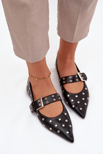 Ballerine con rivetti I con fibbie Eko Pelle colore nero Arlenne