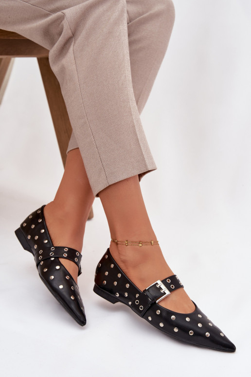 Ballerine con rivetti I con fibbie Eko Pelle colore nero Arlenne