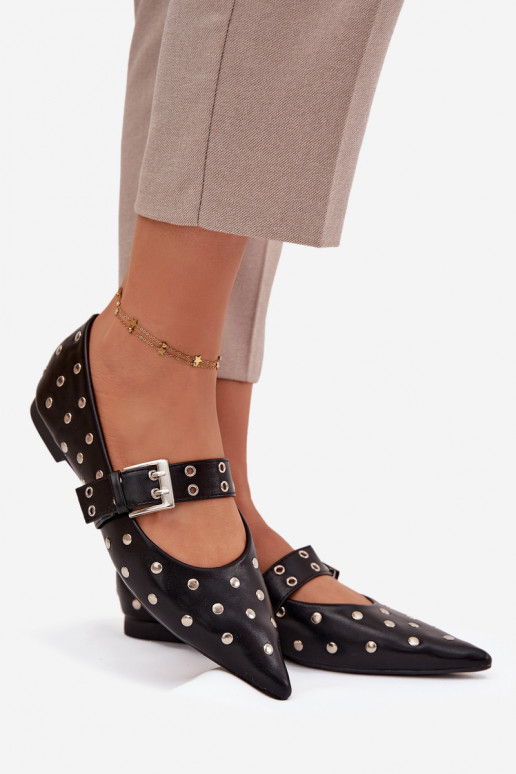 Ballerine con rivetti I con fibbie Eko Pelle colore nero Arlenne
