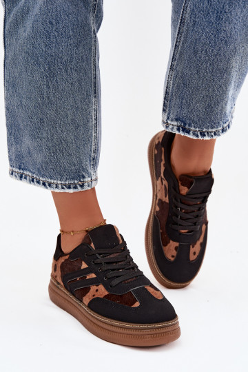 Scarpe sportive da donna nere con platform IN Łaty Denissa