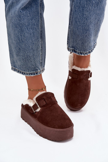 Scarpe da neve marroni da donna con pelliccia, fibbie e platform Jessina 2