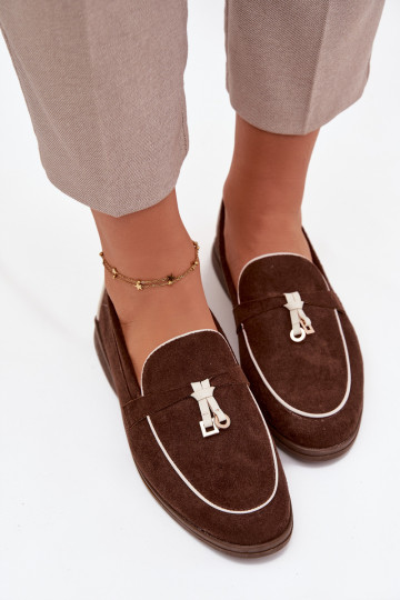 Mocassini marroni da donna in suede sintetico DarĮen