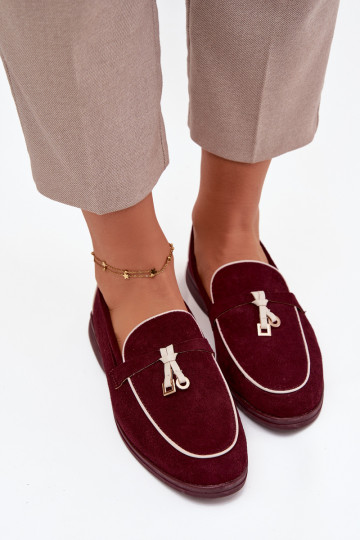 Mocassini bordeaux da donna in suede sintetico DarĮen