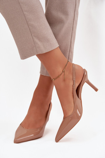 con effetto vernice Scarpe con tacchi sottili beige Phelia