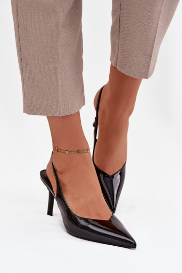 Scarpe Phelia nere con tacco sottile e effetto lacca