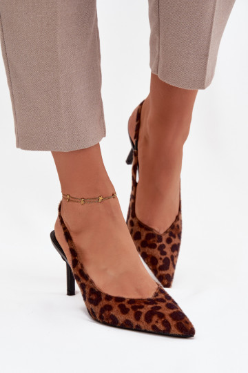 Scarpe Phelia con tacco sottile a motivo pelliccia di leopardo