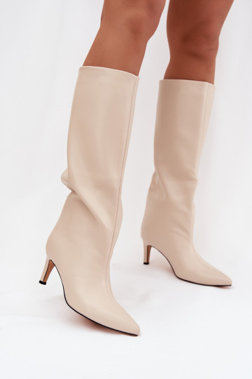 stivali da donna Un modello convincente riscaldamento con tacchi sottili colore avorio Olivienne
