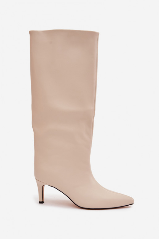 stivali da donna Un modello convincente riscaldamento con tacchi sottili colore avorio Olivienne