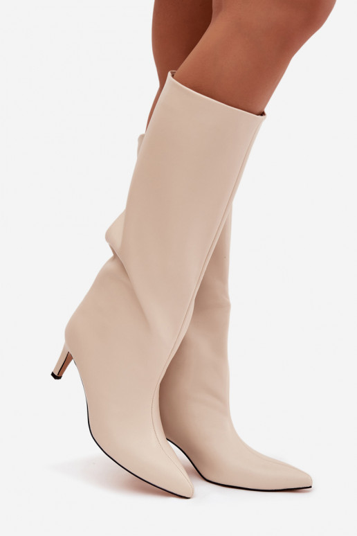 stivali da donna Un modello convincente riscaldamento con tacchi sottili colore avorio Olivienne