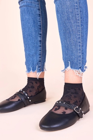 Ballerine nere con nastri decorativi Vika