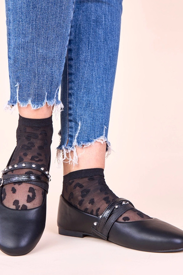 Ballerine nere con nastri decorativi Vika 2