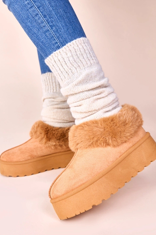 Stivali da neve marroni con pelliccia...