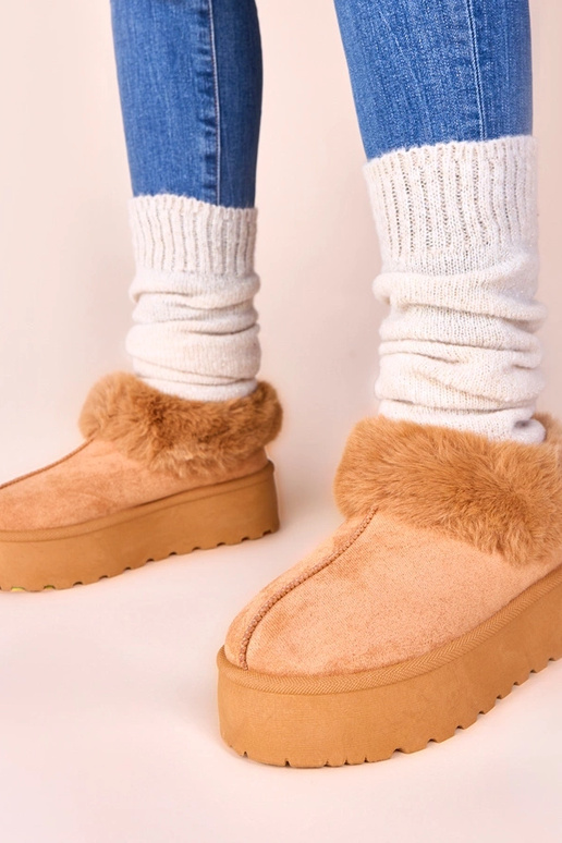 Stivali da neve marroni con pelliccia...