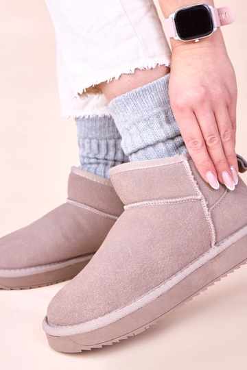 Stivali da neve grigi in suede naturale Besia 2