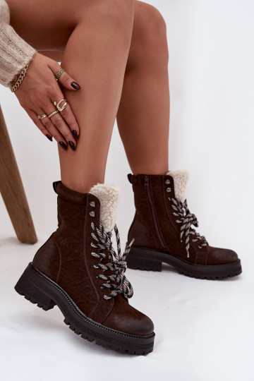 Stivaletti da donna in pelle sintetica color cioccolato "Bellora" 2