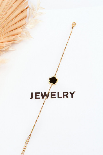 Femminile Un braccialetto Con un fiore nero colore dorato 2