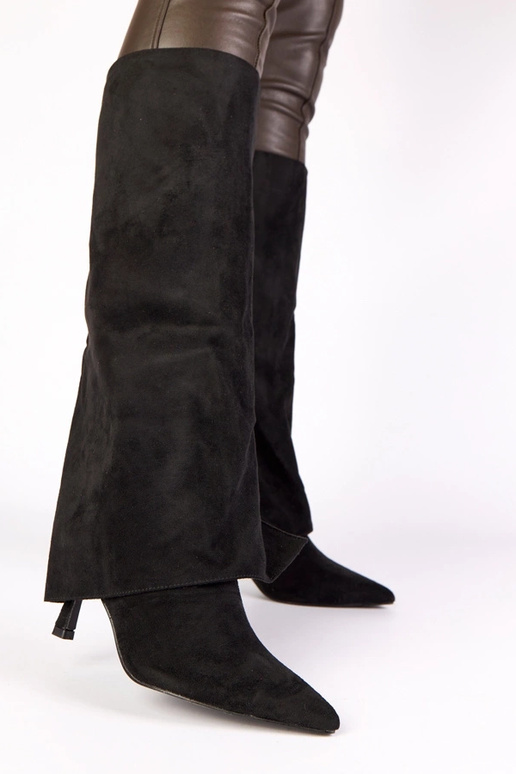 Stivali alti neri con tacco alto in...