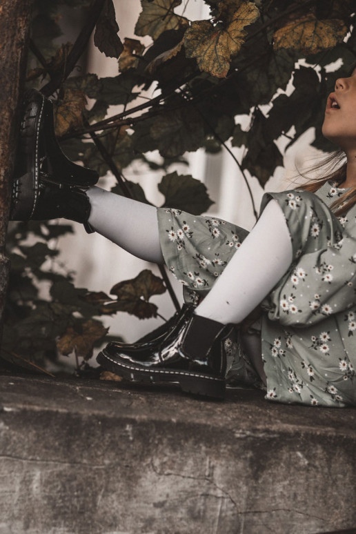 Stivali riscaldati per bambini con effetto vernice, colore nero Porky