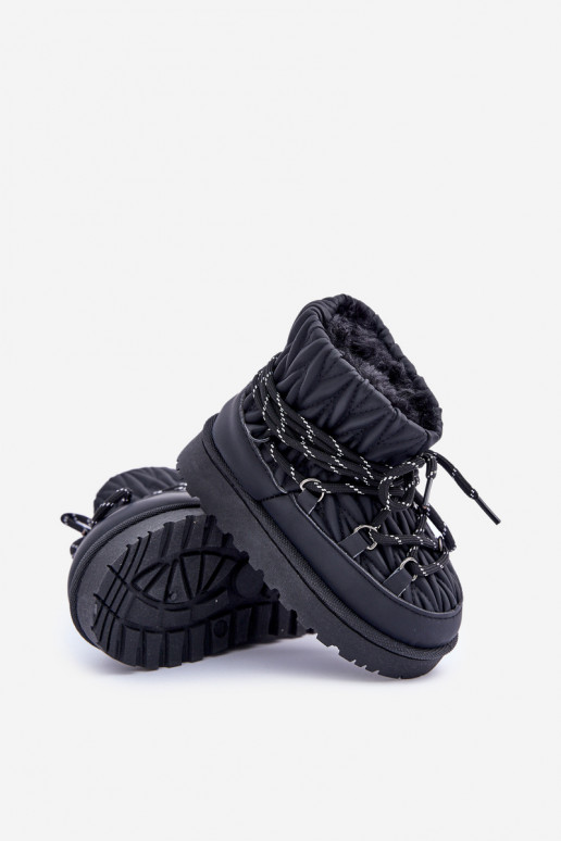 Scarponcini da neve per bambini imbottiti con interno in pelliccia neri