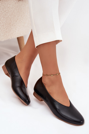 Ballerine da donna in pelle sintetica con tacco largo nere Olyssia