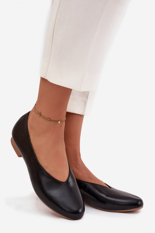 Ballerine da donna in pelle sintetica con tacco largo nere Olyssia