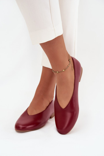 Ballerine da donna in eco-pelle con tacco largo color bordeaux Olyssia