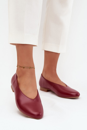 Ballerine da donna in eco-pelle con tacco largo color bordeaux Olyssia 2