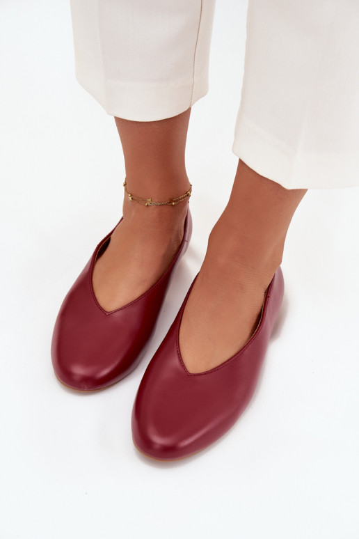 Ballerine da donna in eco-pelle con tacco largo color bordeaux Olyssia