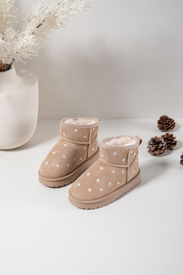 Stivali da neve Infantile Ozdobione con motivi florealiuszkami beige Gracina