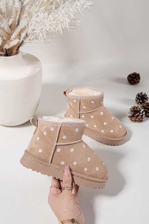 Stivali da neve Infantile Ozdobione con motivi florealiuszkami beige Gracina