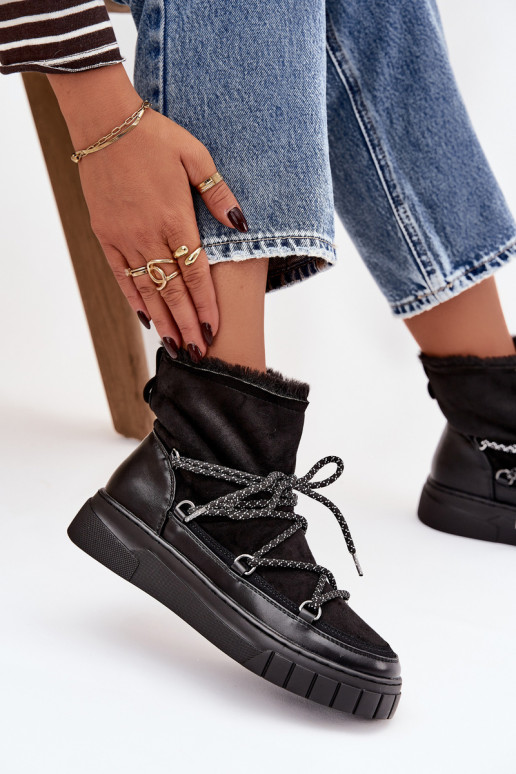Scarpe da neve nere da donna con dettagli stilosi Isalisse