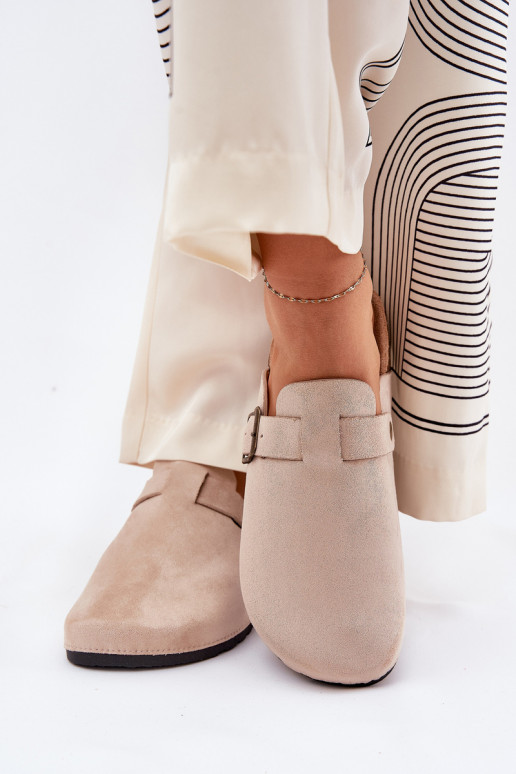 Pantofole ChodakI Femminile i con una piattaforma con fibbie beige Selio