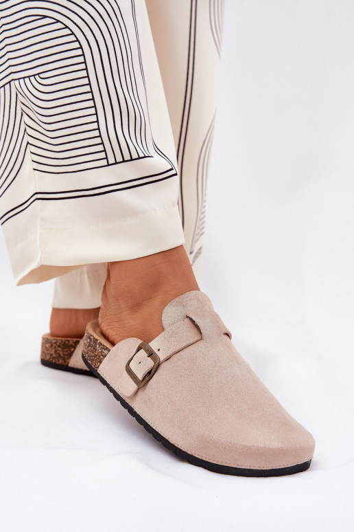 Pantofole ChodakI Femminile i con una piattaforma con fibbie beige Selio
