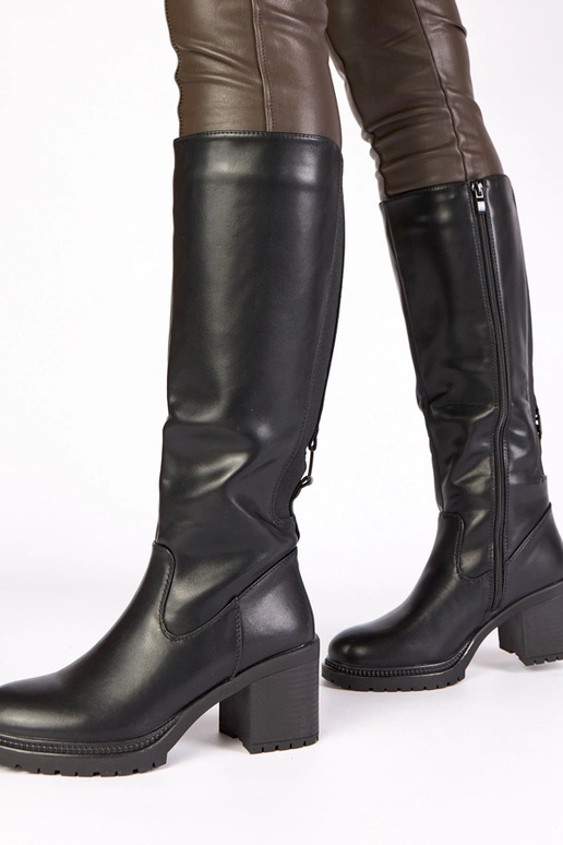 Stivali alti neri con tacco Akija