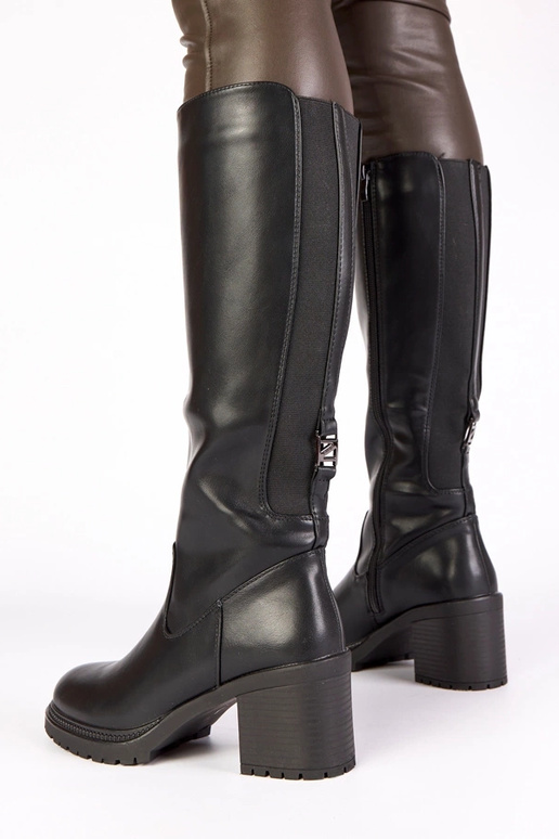 Stivali alti neri con tacco Akija