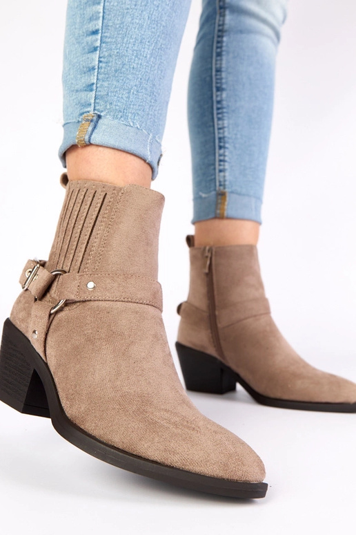 Stivaletti grigi con tacco e fibbie...