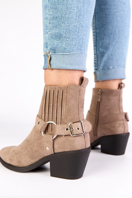 Stivaletti grigi con tacco e fibbie...