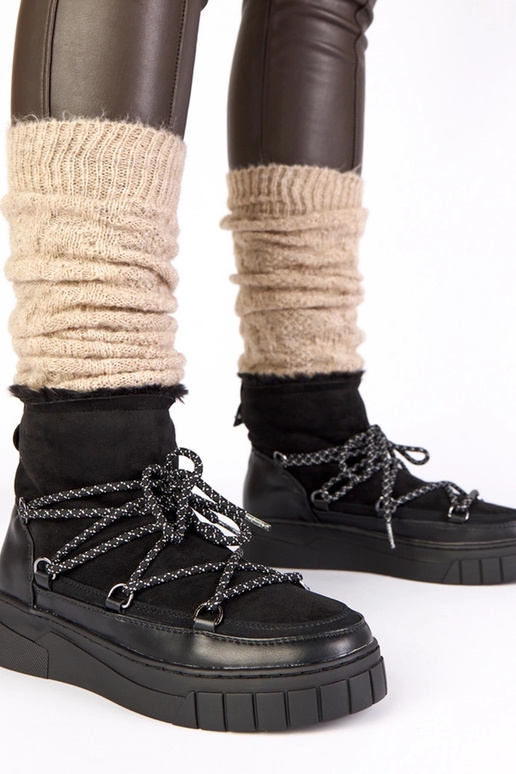 Stivali da neve caldi con lacci neri...