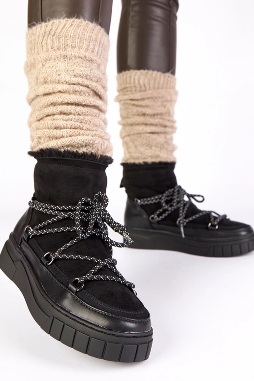 Stivali da neve caldi con lacci neri...