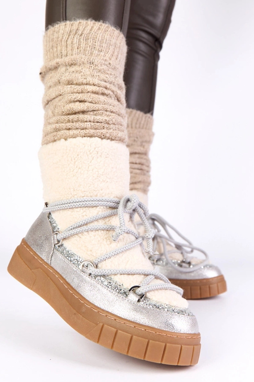 Stivali da neve caldi argento con...