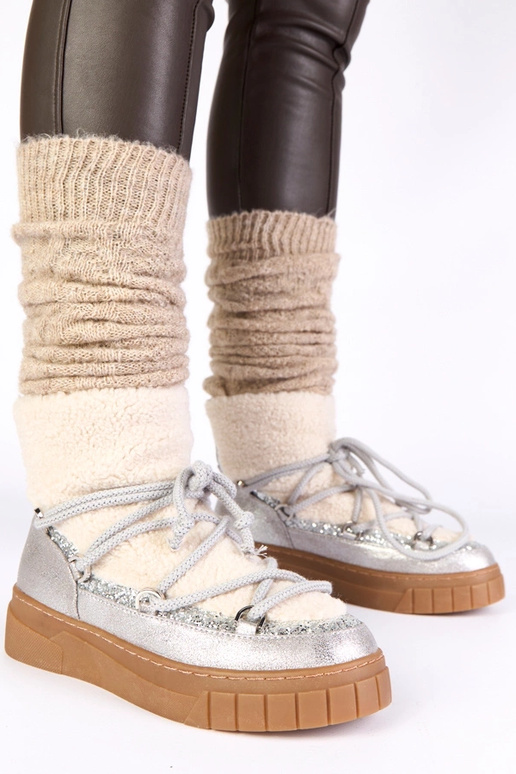 Stivali da neve caldi argento con...